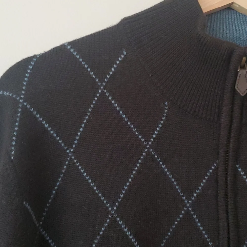 Vintage Brooks Brothers 346 Merino Wool Argyle Quarter Zip Pullover Sweater L